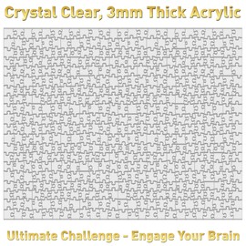 Funwares 500-piece ImPuzzable Clear Puzzle – Insanely Hard Brain Teaser for Adults – Acrylic Jigsaw with False Edges and Fale Corners – Funny White Elephant Gift