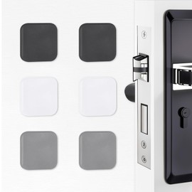 JIYIN 6 Pack Door Stoppers Wall Protector, Silicone Doorknob Door Handle Bumper Self-Adhesive Door Slamming Silencer Soft Washable Reusable Silicone Crash Pad for Home Office(Black White Grey)
