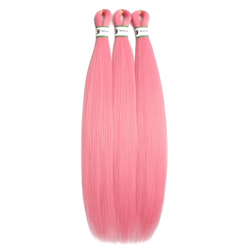 Deep Pink Braiding Hair Pre Stretched, 24inch 3 Packs