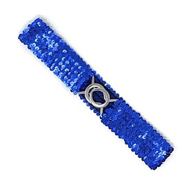 Small Slim Sequin Ladies Navy Belt Blue Length/Width 62 x 5cm Elastic Waist Paillette Style