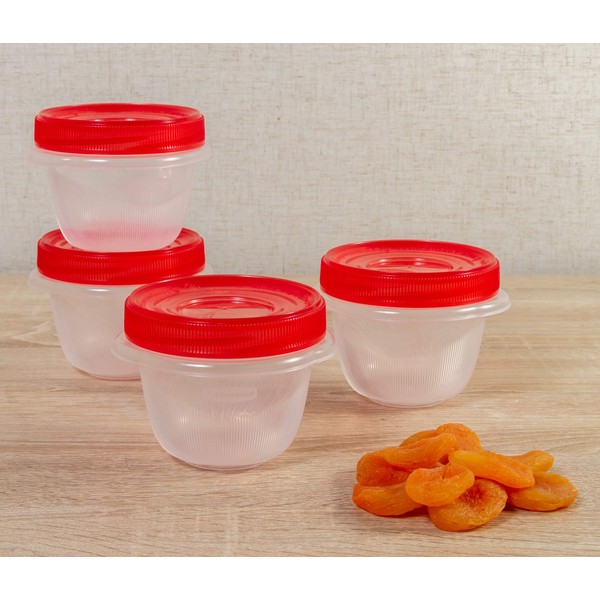 Rubbermaid TakeAlongs Twist & Seal Food Storage Containers, 1.2 Cup, Tint Chili, 4 Count