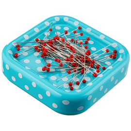 PrymLove cuscino magnetico a pois con 9 grammi di spilli con testina in vetro, rosso