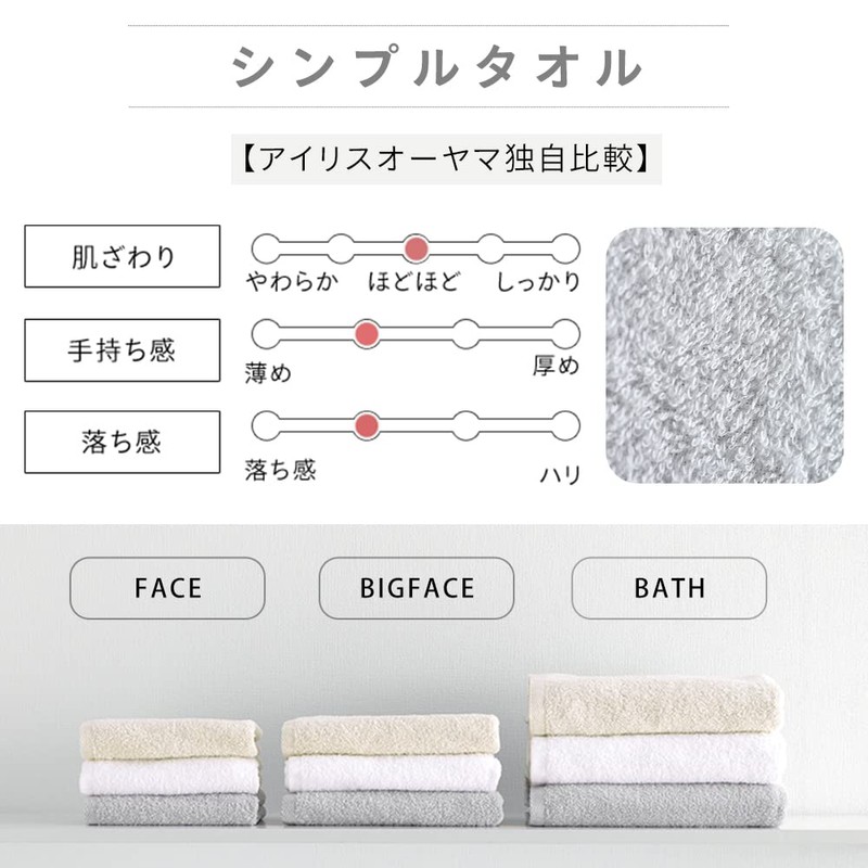 Iris Ohyama Bath Towel, White, Set of 2, Imabari Certified