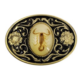 XGALBLA Cool Western luminous stone 3D Scorpion Belt Buckle For Men(Gold tone)