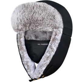 POL PARKMAN Winter Trapper Hat for Men Women,Russian Ushanka Hat,Waterproof Fur Hat with Ear Flaps,Warm Aviator Hat for Skiing,Climbing or Hunting