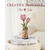 Wowood 3D Flower Wooden Puzzles for Adults-Pink Tulip, DIY Wooden