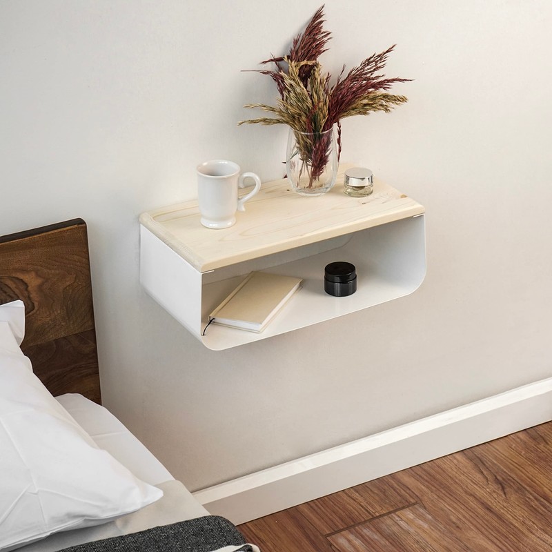 Floating Nightstand with Spruce Top | Modern Bedroom Decor |
