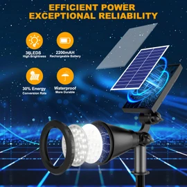 APOMAO Solar Lights Outdoor Waterproof, 36 LEDs 1000LM Adjustable Solar Spot Lights Outdoor, 2-in-1 Solar Powered Spotlight Landscape Lighting for Garden, Yard, Pathway- 1 Pack (Cool White)