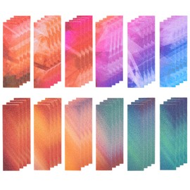 FANKUTOYS 48 Pcs Calm Strips Anxiety Sensory Stickers Kit Colorful Streamer Sensory Strips Stickers and Stone Pattern Textured Strips Toys Anti Stress Rough Sensory Fidget Toys for Adults Teens(Deep)