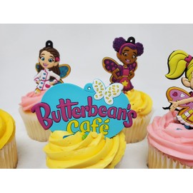 Butterbean's Cafe Cupcake Topper Set Featuring Butterbean, Dazzle, Poppy, Cricket and Friends