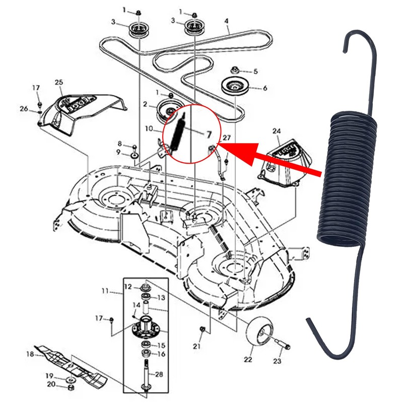 GX21582 GX20377 Mower Deck Belt Tension Spring Applicable L120 L130