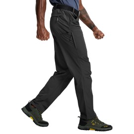 Cargo Work Pants for Men Lightweight Waterproof Tactical Construction Pants Stretchy Quick Dry Zipper Pockets (Black, 44W*30L)