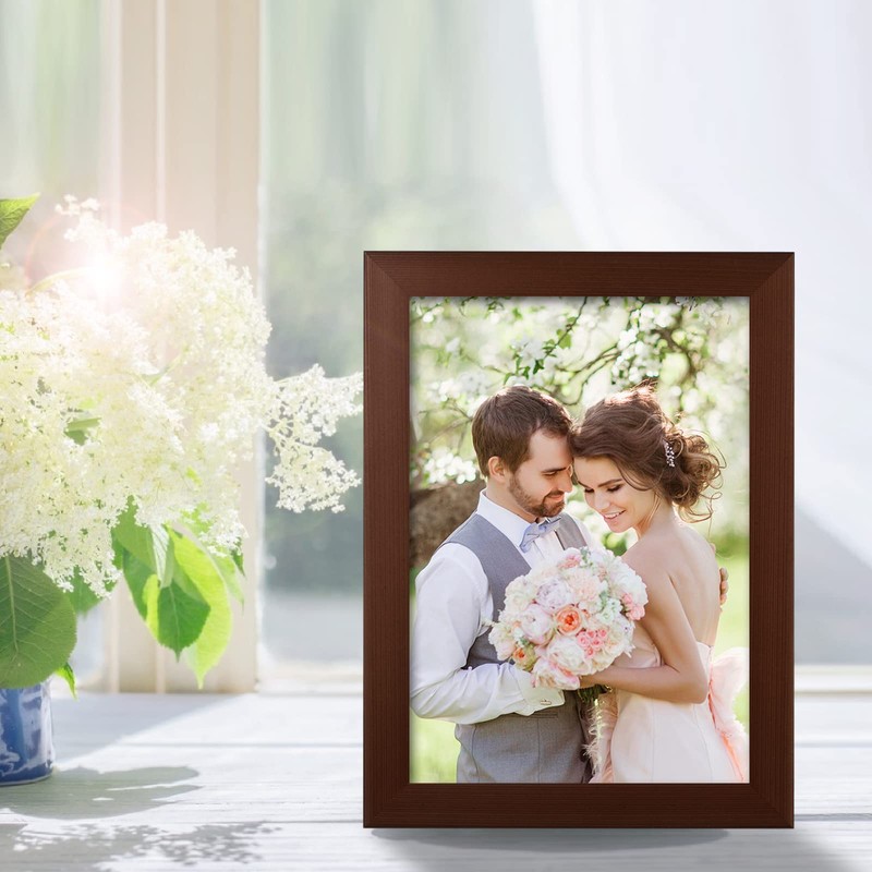 PECULA 2 Pack 5x7 Brown Picture Frame for Wall and