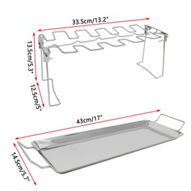 GKYMYZ Chicken Leg Rack with drip Tray for Grilling. Easy to use 12 Slot Chicken Leg or Wing Rack Stainless Steel Grill Rack for Outdoor Grill.Chicken drumstick Holder for Grill