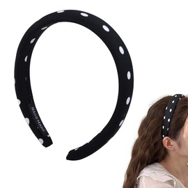 Large Polka Dot Headband for Girls Women Modern Padded Black Headband for Wavy Fine Hair Accessories Women Girls Mom Mothers Day Gifts to Aunt Vintage Polka Dots Headbands For Braids Shawls