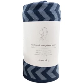 Ecovask Travel Towel & Hair Wrap - Organic Cotton, Original / Double Denim Chevron