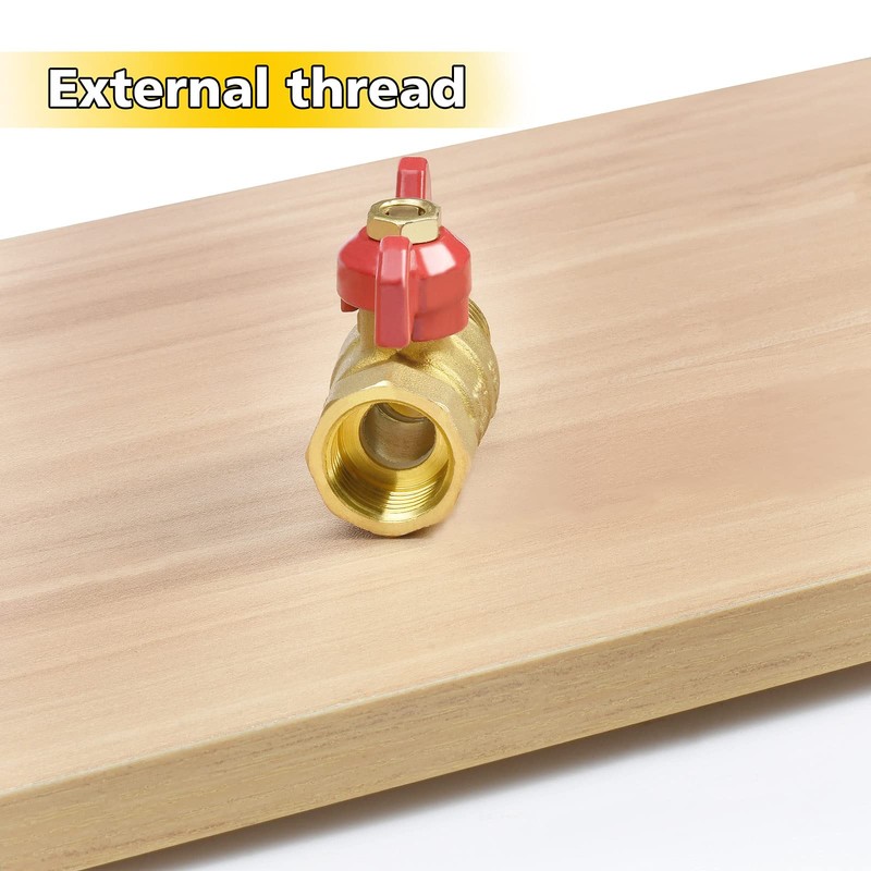 Oumuik Brass 1/2 Inch Ball Valve with Red Wing Handle