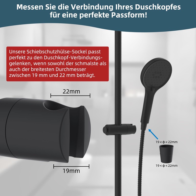 Hibbent Universal Adjustable Shower Holder with Hooks - Suitable for