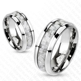 Coolbodyart Unisex Ring titanium silver "Carbon Fiber Inlay" available Ring sizes 47 (15) - 69 (22) - 69 (22.0)