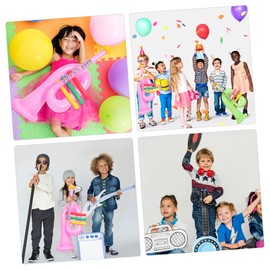 Vaguelly 4pcs Inflatable Musical Instruments Trumpet Banjo Toys for Boys and Girls Fun Party Props for Birthdays Music Events Quick Inflation Lightweight Portable