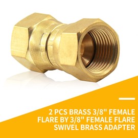 MENSI Brass 3/8" Female Flare by 3/8" Female Flare Swivel Brass Adapter Tube Fitting, Valve Connector For Pipe Grill, Heater 2 PCS