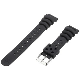 Genuine Synthetic Rubber Black Divers 20mm Watch Band by Seiko