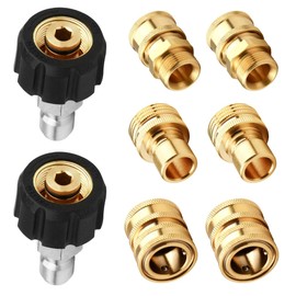 FONTOI Pressure Washer Adapter Set, 8PCS Quick Disconnect Kit, M22 Swivel to 3/8'' Quick Connect, 3/4" to Quick Release, Easy Connect & Disconnect, Brass Pressure Washer Adapter Set