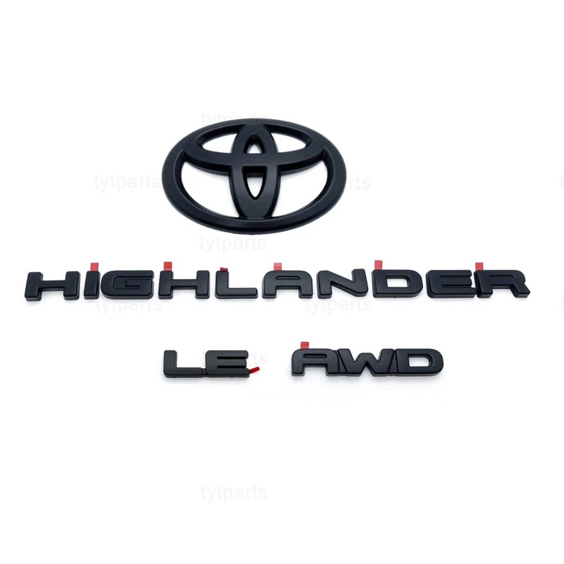 Toyota 2020-2025 HIGHLANDER AWD LE MATTE BLACKOUT EMBLEM OVERLAY KIT