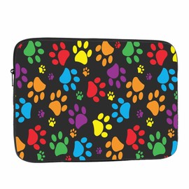 Nicokee Laptop Sleeve Bag 15.4 15.6 Inch,Colorful Dog Paw Print Protective Polyester Computer Cases Laptop Cover Briefcase Bag Tablet Travel Cover