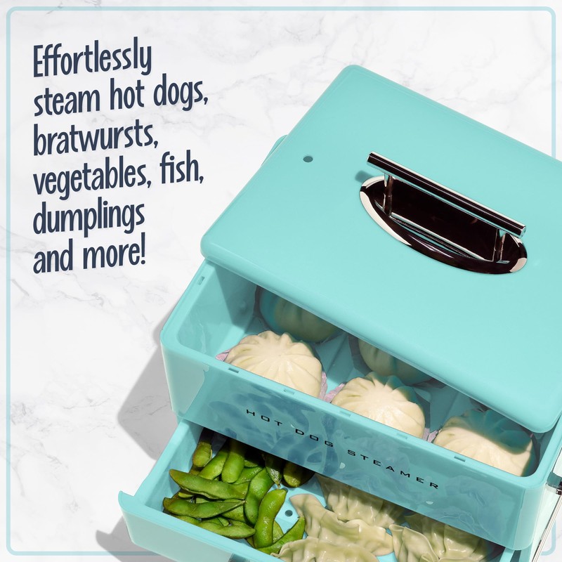 Nostalgia Extra Large Diner-Style Steamer, 20 Hot Dogs and 6