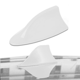 Mearo Car Antenna, Shark Fin Antenna Cover, Automotive Top Roof Aerials AM/FM Radio Signal Base with Shark Fin Shape Design, Car Accessories Antenna Replacement Universal for Most Car SUV Van (White)