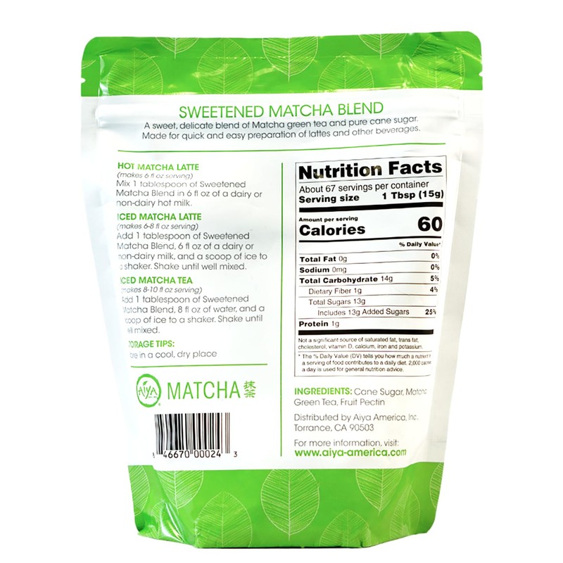 Aiya Sweetened Matcha Blend Powder - Matcha Latte Powder With