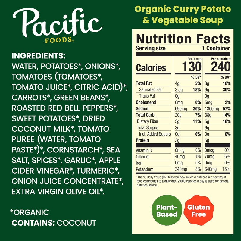Pacific Foods Organic Curry Potato and Vegetable Soup, 16.3 oz
