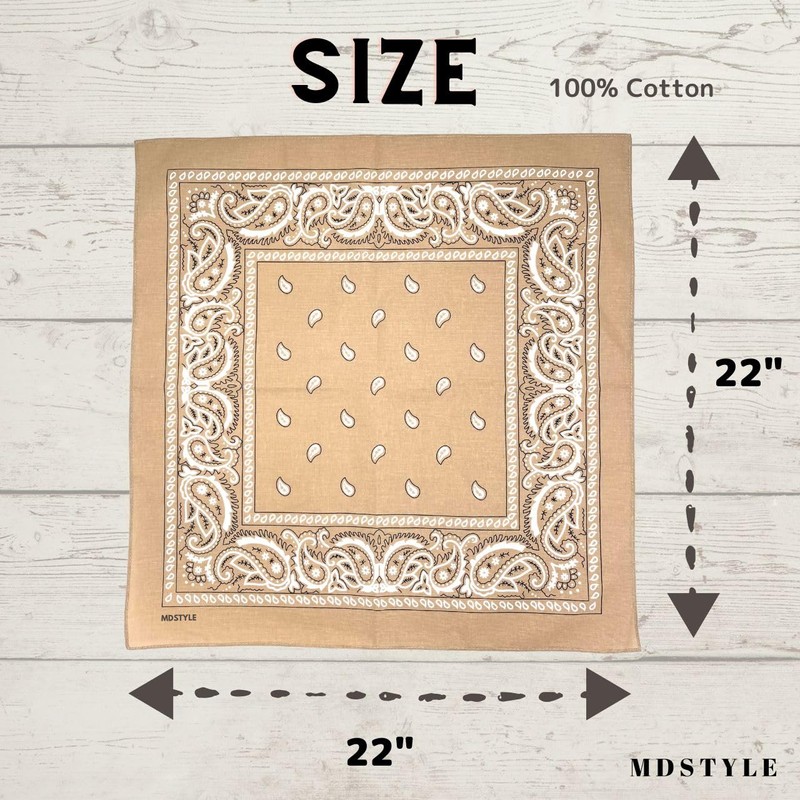 MDSTYLE 100% Cotton Bandana for Men & Women 22" x