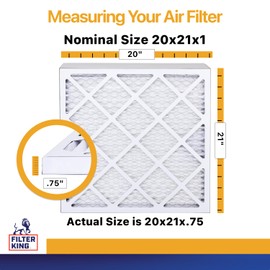 Filter King 20x21x1 Air Filter| 6-PACK | MERV 13 HVAC Pleated A/C Furnace Filters | MADE IN USA | Actual Size: 20 x 21 x .75"