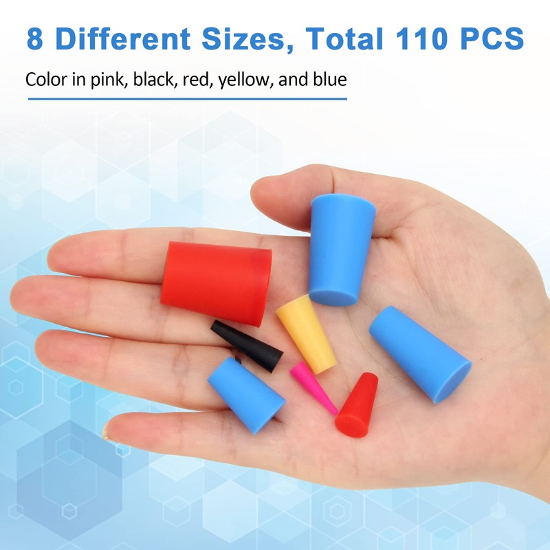 110PCS Silicone Rubber Tapered Plug, Coldairsoap High-Temperature Resistant Rubber Stoppers