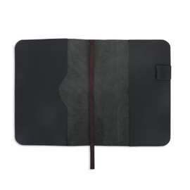 CestAntiQ, A5 Leather journal cover, Refillable Journal Cover for Large and Medium A5, Leather Handmade Notebook Cover, 9 x 6 Inches Leather Bound Journal (Black)