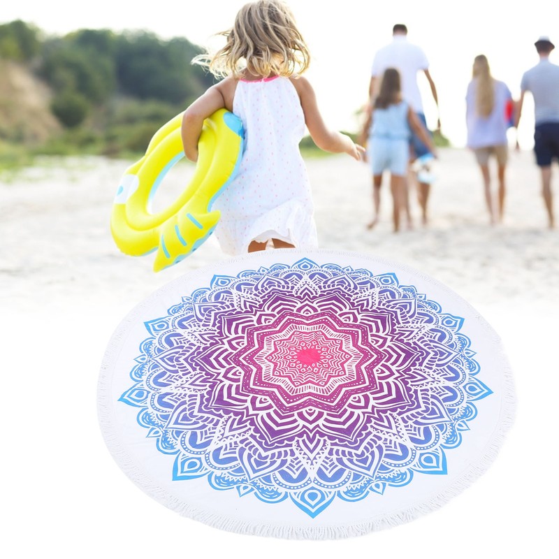 Round Beach Towel Blanket Circular Beach Tassels Blanket Oversized Picnic