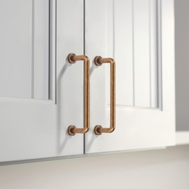 khtumeware 8 Pack 3-3/4 Inch Antique Brass Vintage Cabinet Handles & Drawer Pulls - Decorative Hardware Pulls with Screws, Classic Kitchen & Bathroom Handles for Furniture, Dresser, Cabinetry