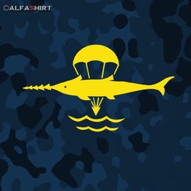 Mine Diver Decal Sticker A014 Undersea Diver Saw Fish German Sticker Marine Force (Black, 20 x 9 cm) cm