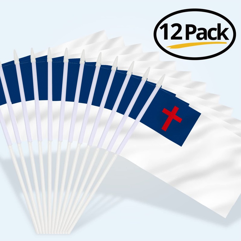 Anley Christian Mini Flag 12 Pack - Hand Held Small