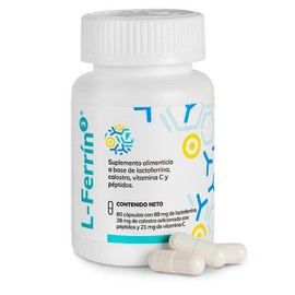 L-Ferrin 3, suplemento alimenticio a base de lactoferrina 88mg, calostro, vitamina C y péptidos, 60cápsulas
