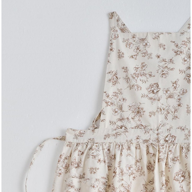 LeafIn Women's Floral Apron, One-Piece Type, Cotton, Waterproof, With Pockets,