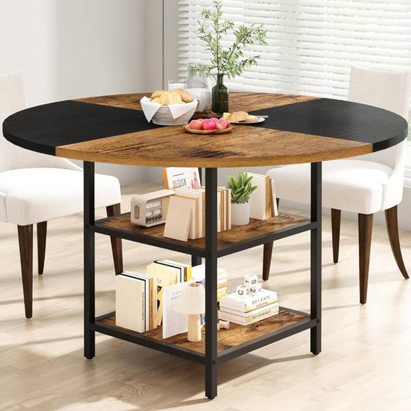 AWQM Round Dining Table for 4-6, Round Kitchen Table Wood