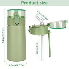 Small Flask with Straw, 150ml Stainless Steel Water Bottle, One-Hand Open Design, Leak-Proof Locking Lid, Mini Flask for Hot&Cold Drinks, Coffee, Milk, or Any Beverage