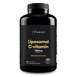 Liposomal Vitamin C, Premium: High Dose 1000 mg Liposomal Vitamin C per Daily Dose, Immune System Strengths, 180 Vegan Capsules, No Additives Zenement