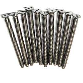 Electrical Long Socket Screws 40mm, 50mm, 75mm Black Nickel, Brass, Chrome M3.5 Screw Flat Raised Slotted Head Threaded Bolt for Switches, Plugs, Sockets, Fixings (20, Chrome, 40mm)