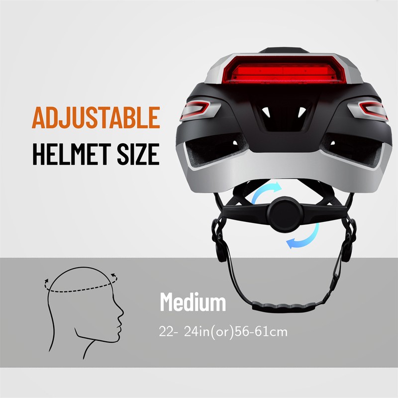 Bike Smart Cycle Helmet with Headlight Tail Light SOS Emergency