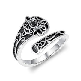 qielizhu Witches Knot Ring 925 Sterling Silver Celtic Witches Knot Spoon Ring Witches Knot Jewelry Gifts Irish Jewelry Gifts for Women, Cubic Zirconia, Cubic Zirconia