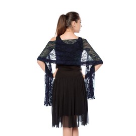 Gzcvba Chales y envolturas de encaje suave para mujer, vestido formal de fiesta de noche, chal de dama de honor para boda, Azul Real, 18.11*72.83 inch